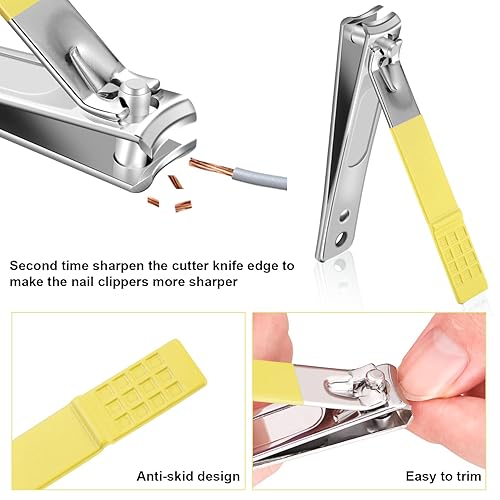 Miniatura 4 de Juego de manicura, mini cortaúñas de viaje, kit de herramientas de cuidado de pedicura, 10 piezas de acero inoxidable kit de aseo (amarillo)