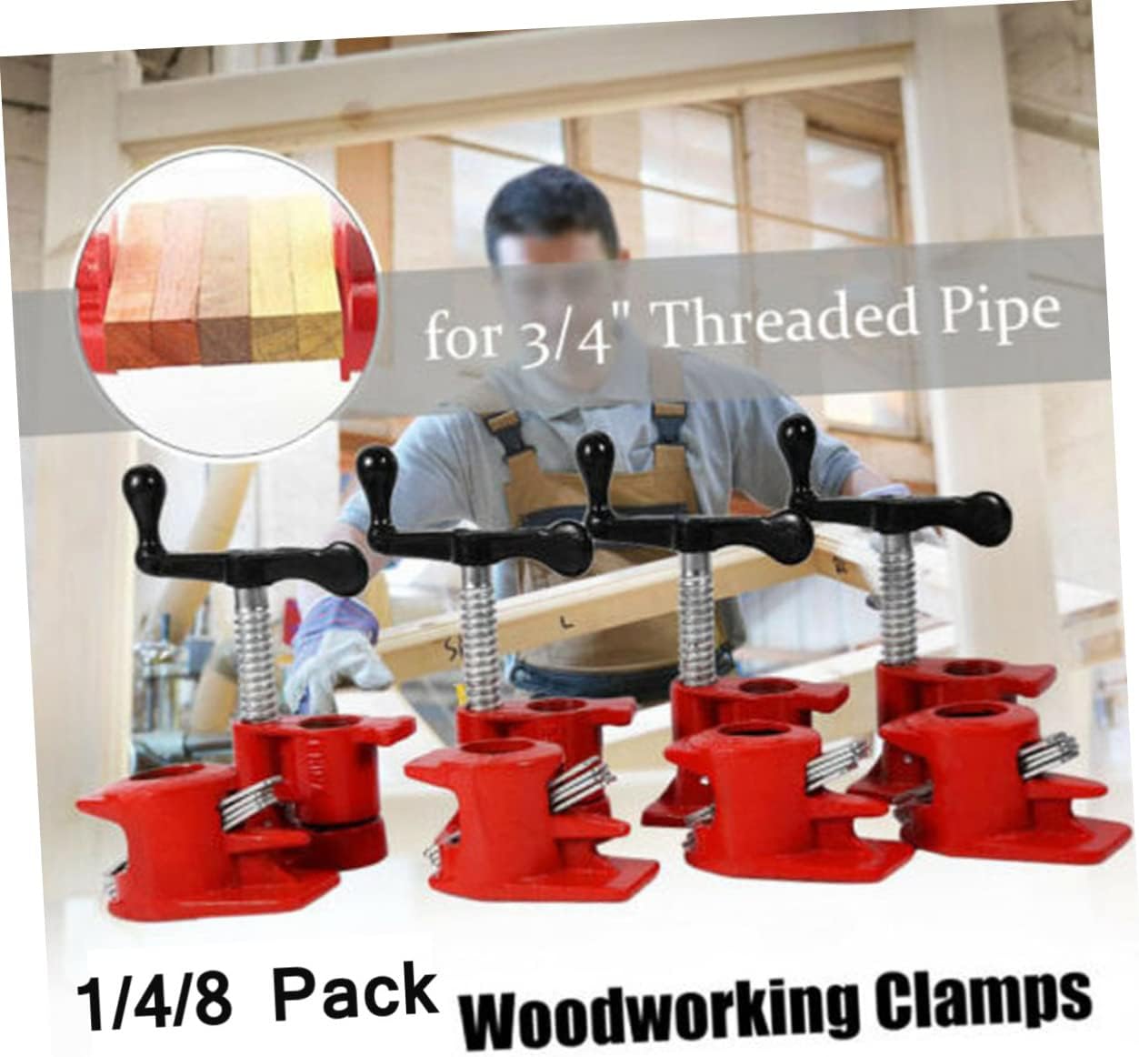 Heavy Duty 3/4 Woodworking Clamp Set Cast Iron Water Pipe Bracket for Cabinets Boxes