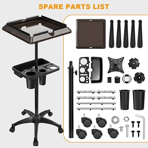 Miniatura 8 de Bandeja de salón con espacio de almacenamiento adicional, bandeja enrollable de salón, bandeja de salón de altura ajustable con ruedas, bandeja de