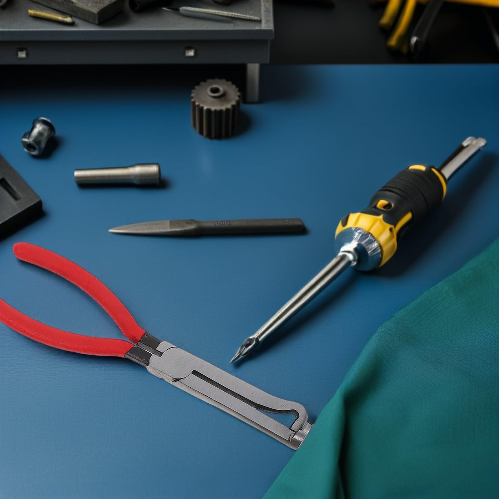 Mikikit Set Pinze Separatrici per Connettori Elettrici e Rimozione Tubi Carburante Auto, Camion e SUV, Strumenti Multifunzione Impugnatura Rossa Ergonomica, Adatti per Lavori in Spazi