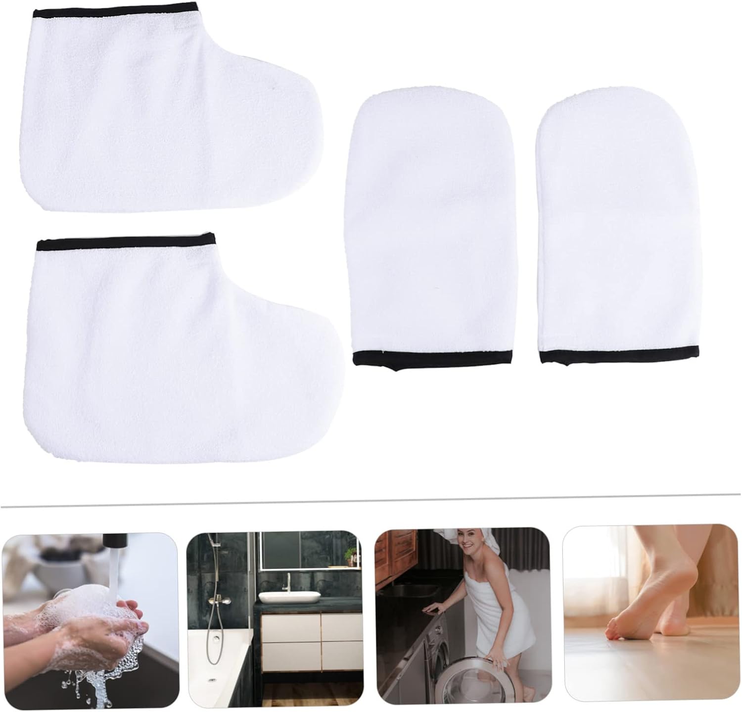 Outanaya 8pcs Paraffin Wax Gloves and Mitts for Care Moisturizing Treatment for Dry Skin Comfortable and Material for Spa Use