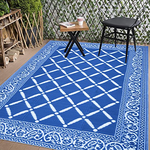 HEBE Outdoor Rug 6'x9',Patio Rugs,Reversible Mats, Plastic Straw Rug, Large Floor Mat Rug for Outdoors, RV, Patio, Backyard, Deck, Picnic, Beach, Trailer, Camping
