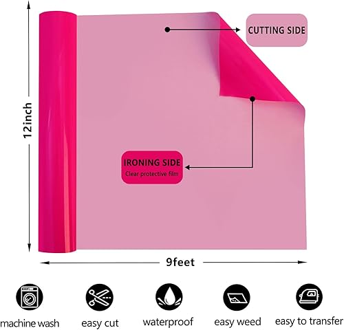 Vista 170 de FUNKAKA Rollos de vinilo de transferencia de calor HTV azul lago, 12 pulgadas x 9 pies, vinilo azul lago brillante para planchar para camisetas