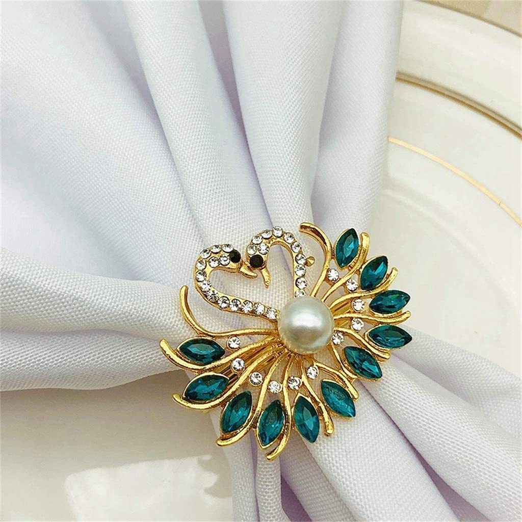 6 Stück Serviettenringe, Hochzeits-Pfau-Serviettenringe, Tischdekoration für Hochzeiten (Einheitsgröße)