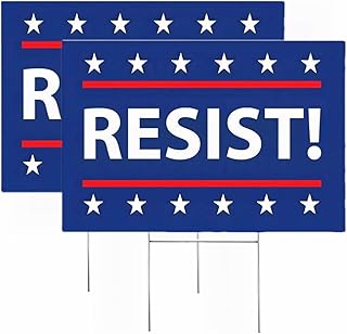 2PCS Anti Trump Yard Signs Resist Lawn Sign Double Sided Corrugated Plastic Outdoor Weatherproof Garden Signs With H Stake Lawn Trump YardSign 12''x17''