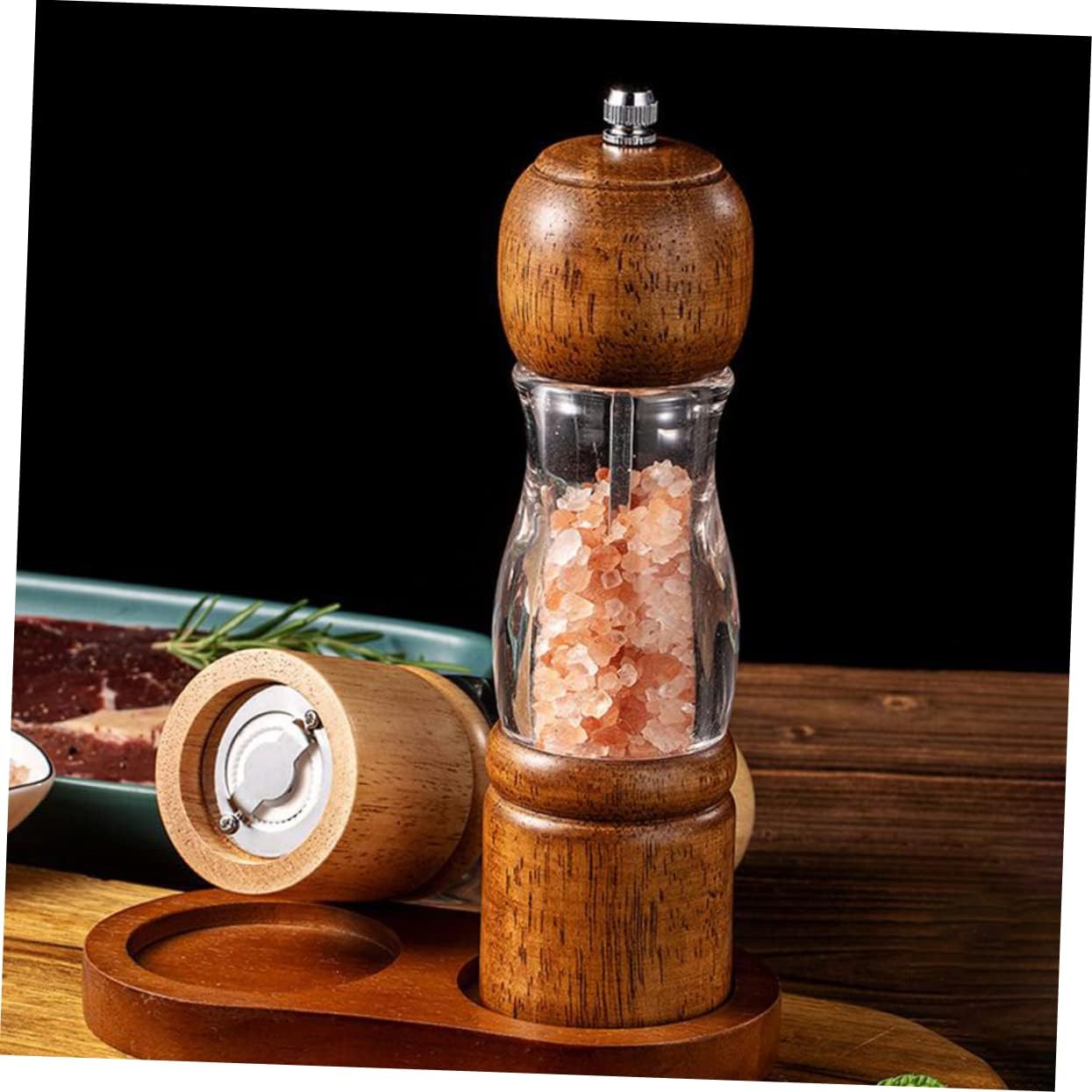 Unomor 2pcs Manual Salt Pepper Grinder Pepper Shaker Grinder Salt and Manual Crank Mill