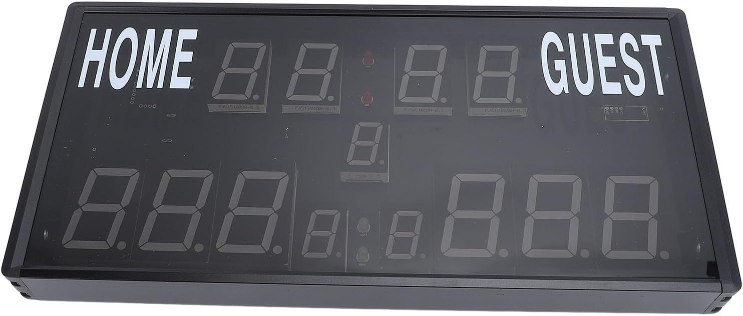LED Scoreboard, Electronic Scoreboard with Remote Control, Countdown Timer up to 99:59, Digital Display for Basketball Table Tennis Badminton, Aluminum Alloy Wall