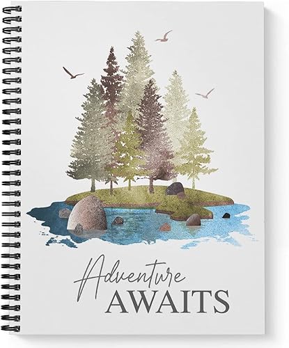 Tapa blanda Outdoor Adventure 85 x 11 pulgadas 120 páginas con rayas universitarias cubierta laminada brillante duradera alambre negro en espiral