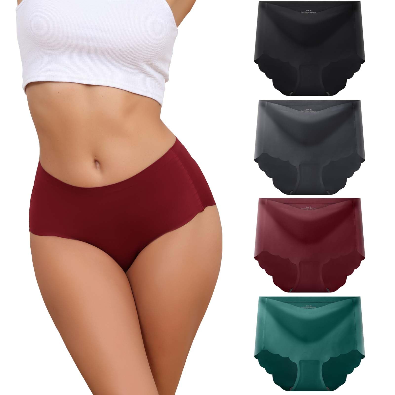 Dumwis Unterhosen Damen,Seamless Slips Damen Unterwäsche Frauen,High Waist Nahtlose Panties,Mehrpack 4Er Pack Hipster Bequeme Ohne Abzeichnen Underwear Women,Damen Taillenslip sportunterwäsche