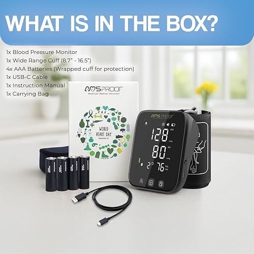 Miniatura 9 de Monitores de presión arterial para uso doméstico, parte superior del brazo, monitor automático de presión arterial con puño grande ajustable de 8.7