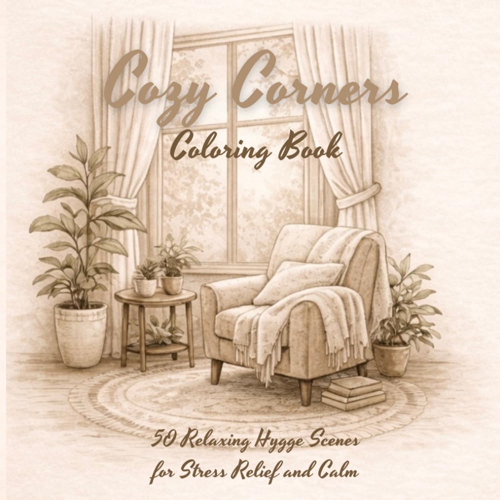 Cozy Corners Coloring Book: 50 Relaxing Hygge Scenes for Stress Relief and Calm (Cozy Corners Coloring Collection)