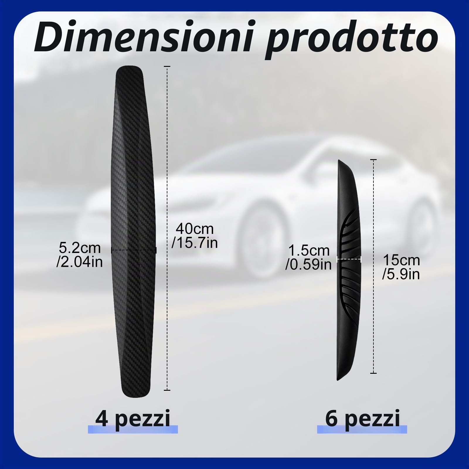 10 Pezzi Paracolpi Auto, Paraurti Anteriore Protezione Paraurti Auto Profili In Gomma Adesivi Per Carrozzeria Auto Protezione Paraurti Posteriore，Nero (2 Taglie)