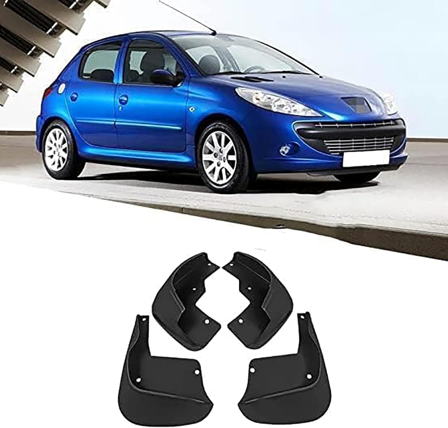 Acwyahso Car Mud Flaps for Peugeot 206 1998-2012 Splash Guards Mudguards Front Rear 4pcs - Anti-Scour & Impact Resistant, Heavy Duty Stone Shield