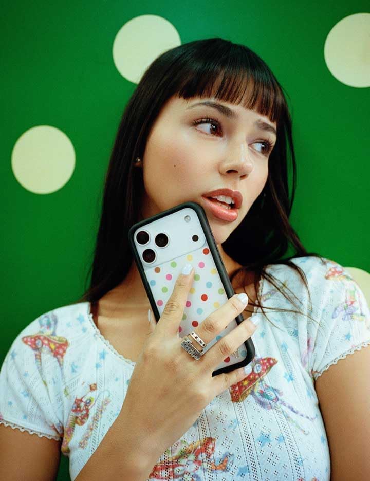 Wildflower Cases - Compatible with iPhone 17 Pro Max | Protective Black Bumper, 6.5ft Drop Test Certified, Women Owned Small Business | New Year Aesthetic Rainbow Birthday | Polka Dot - Confetti
