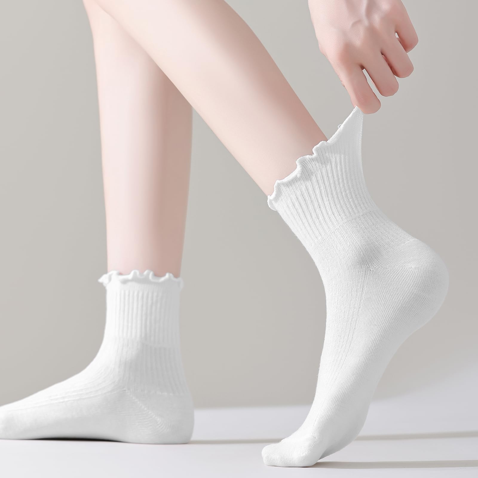 ANDERE ARTE Calcetines de tobillo con volantes para mujer, bonitos calcetines con borde de lechuga para mujer