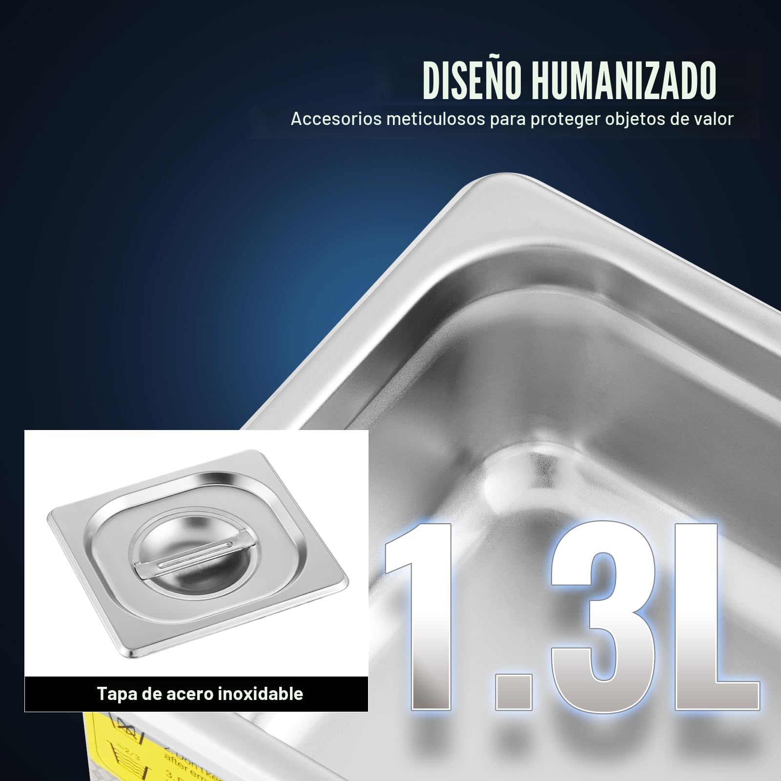 Limpiador Ultrasónico 1.3L, 60W Limpiador Ultrasónico Profesional de Acero Inoxidable, Máquina de Limpieza Ultrasónica Potente Frecuencia de 40 kHz con Pantalla LED para Joyas, Reloj, Gafas
