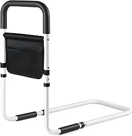 Grade para Cama Idoso com Bolsa de Armazenamento, Grade Proteção Cama Box com Alça Antiderrapante, Grade de Protecao para Cama, Trilho de Assistência de Cama Ajustável, Trilho de Segurança de Cama