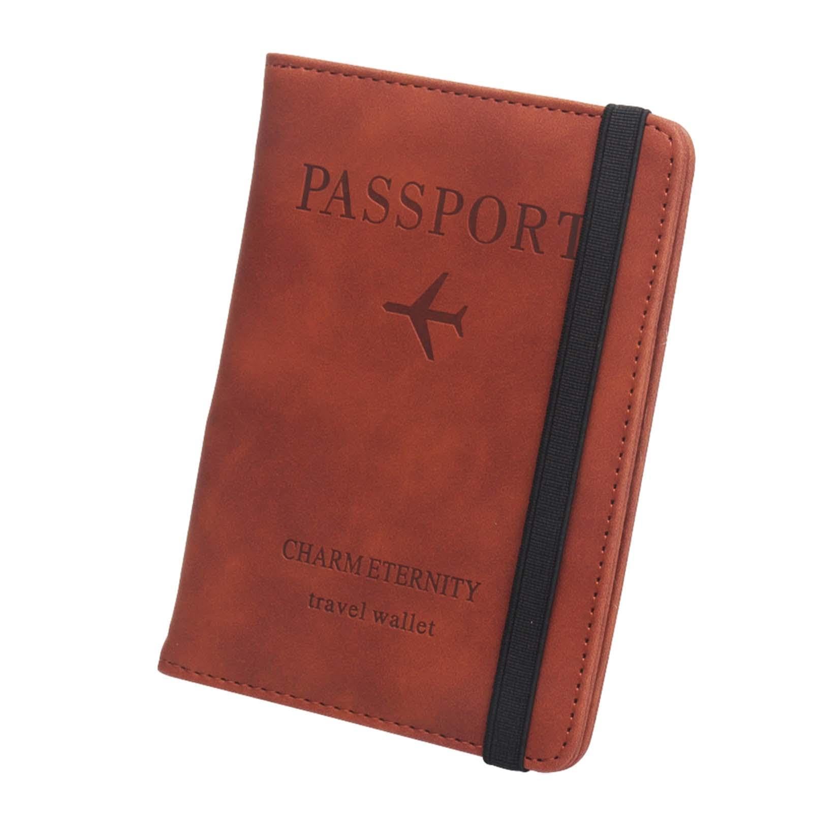Passport Holder RFID Blocking Travel Wallet for Traveling Business Men Women Brown-image-45
