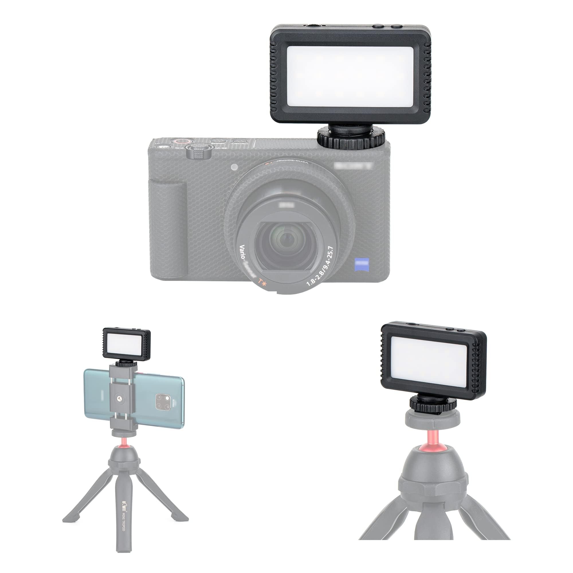 Kiwifotos Mini LED Video Light for Sony ZV-E10 II ZVE10 ZV-1F ZV-1F ZV-1 II ZV1 II ZV1 Canon PowerShot V1 EOS R50V and More Camera Video Blog Recording Flash Attachment Accessories Portable