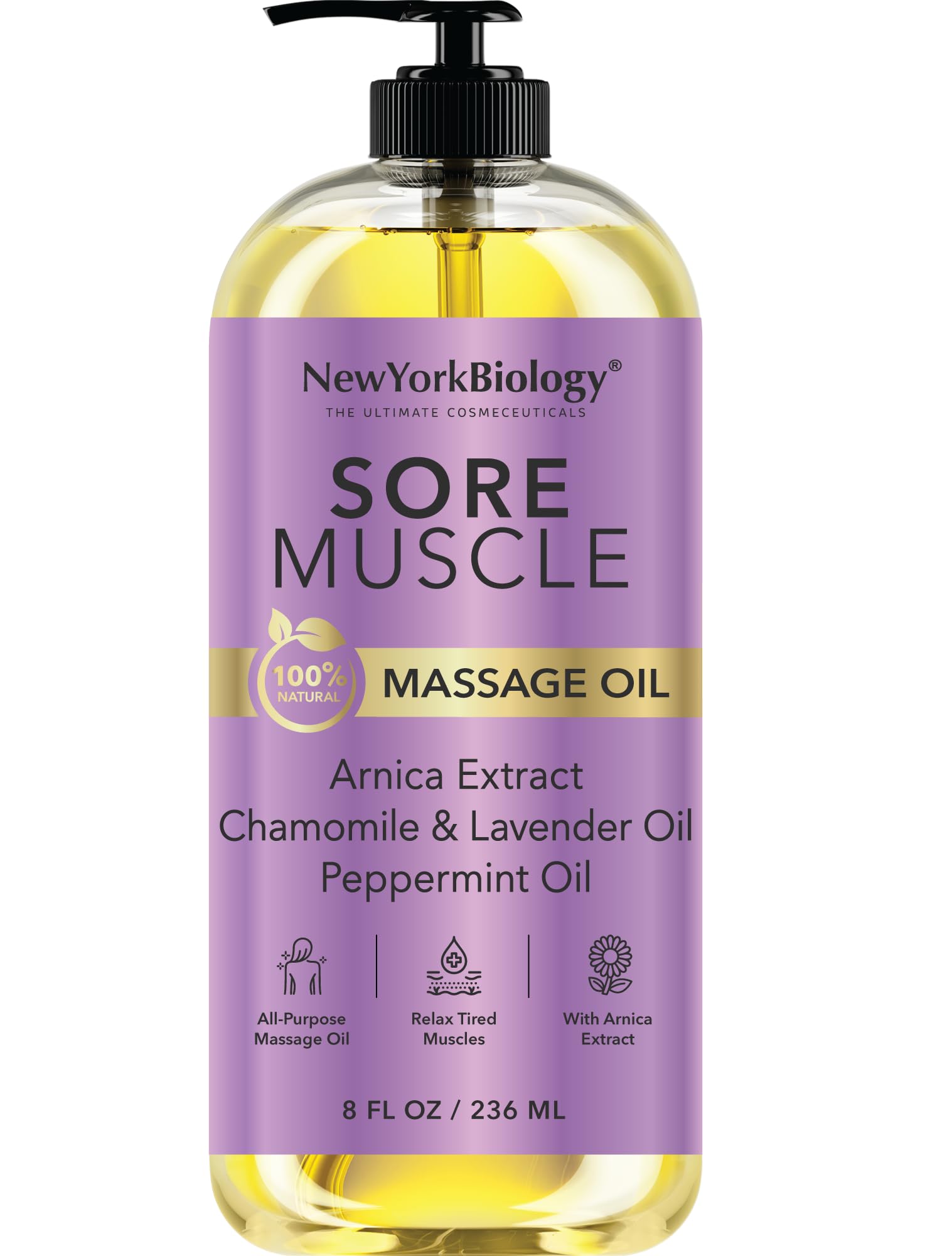 Amazon.com: New York Biology Sore Muscle Massage Oil 8 Fl Oz