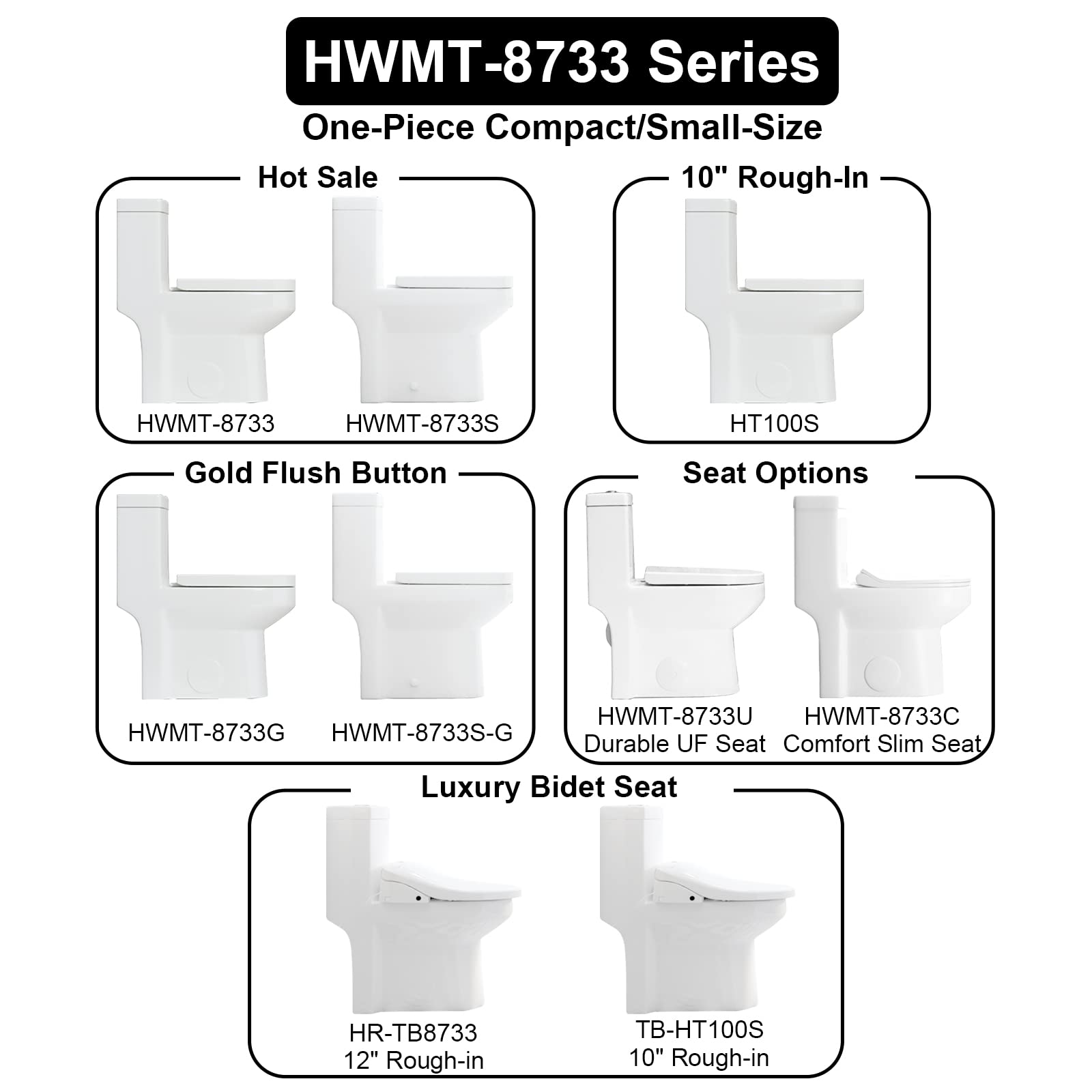 Buy HOROW HWMT 8733U Small 1 Piece Toilet Dual Flush Toilet Compact