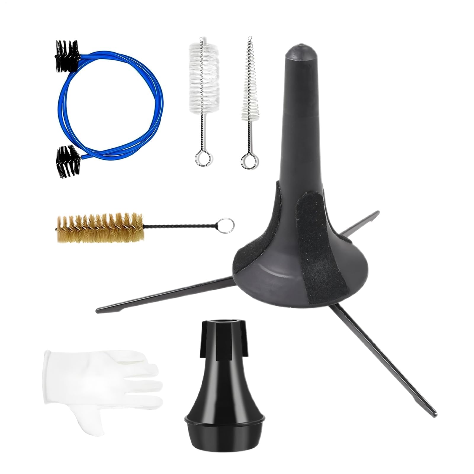 Kit de mantenimiento de trompeta, herramientas de limpieza de 7 piezas para músicos, juego esencial de cuidado de trompeta para profesionales, estudiantes y entusiastas