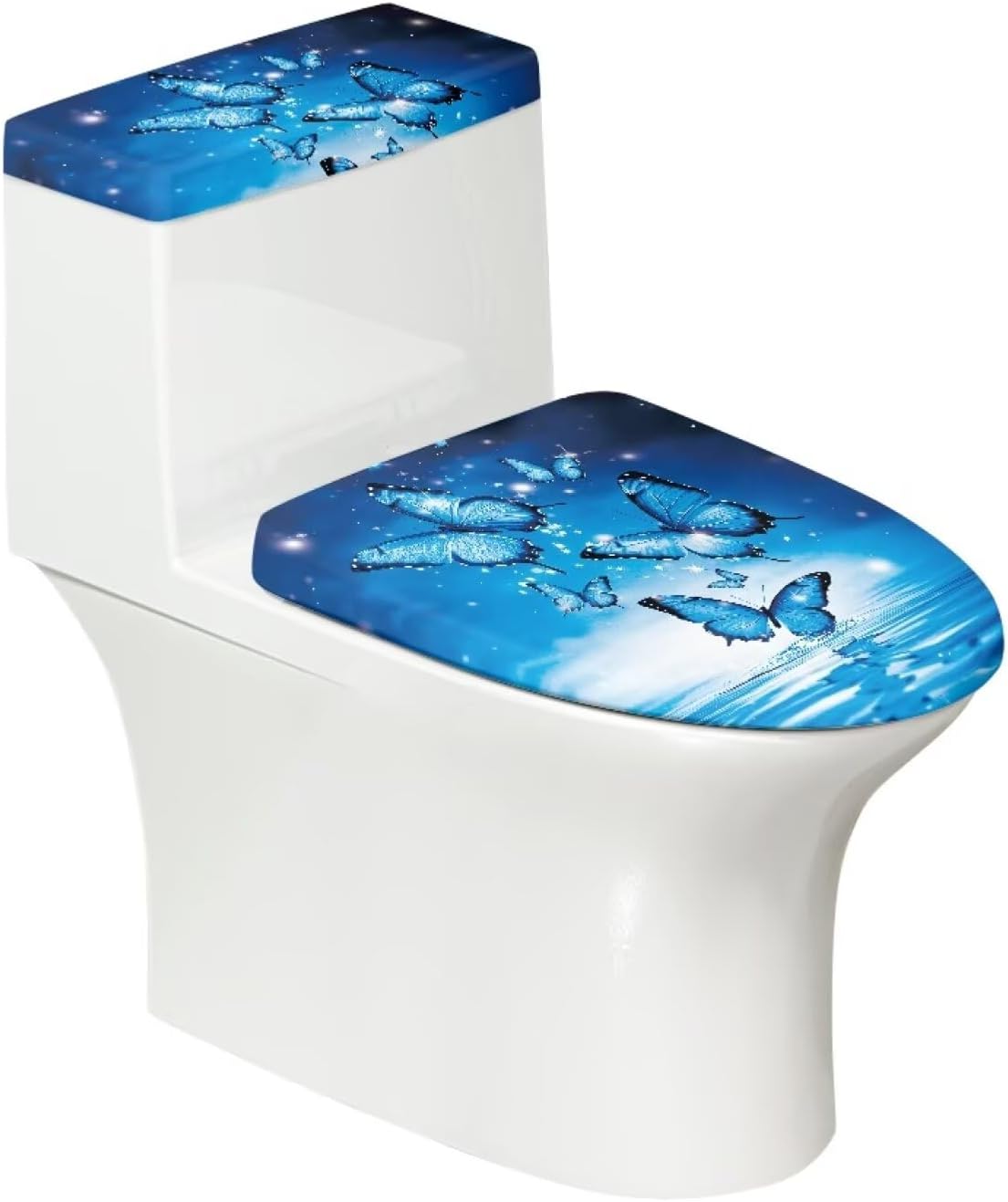 Butterfly Toilet Tank Lid Cover Set of 2 Fashion Toilet Seat Covers for Bathroom Fits Most Standard Round,Elongated and Oblong Home Deocration Gift for Holiday