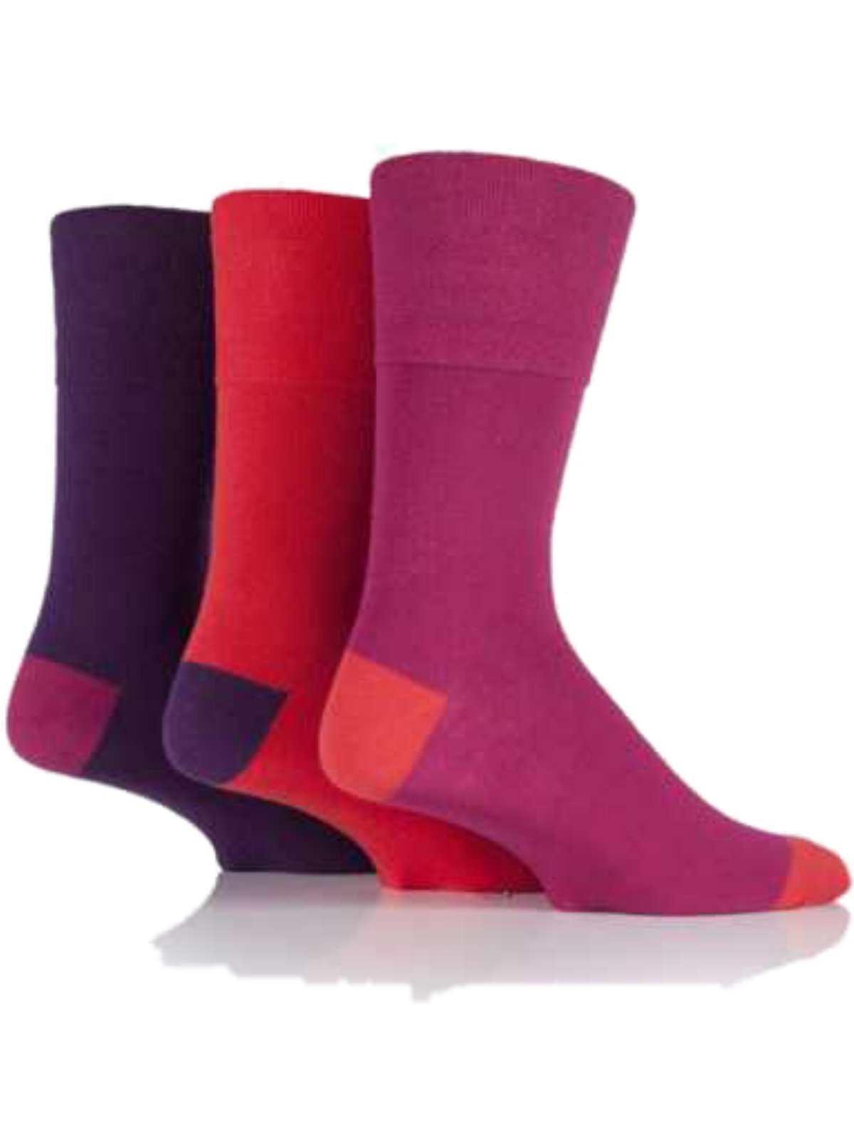 Hduk Mens Socks Men's Red/Purple - Rj91h3 3X Pairs Of "Colourburst" Gentle Grip Honeycombe Top Non Elastic Socks By Sockshop / Uk 6-11 Eur 39-45 ()