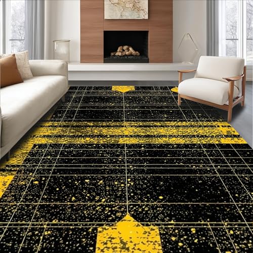 ODIKA Flatwoven High Traffic Area Rug 8x10, Mottled Norseman with Grand Sludge Resistant and Pup Tendency, Non Slip, Stain Resistant, Washable Area Rugs for Living Room, Bedroom (Black, 8x10)