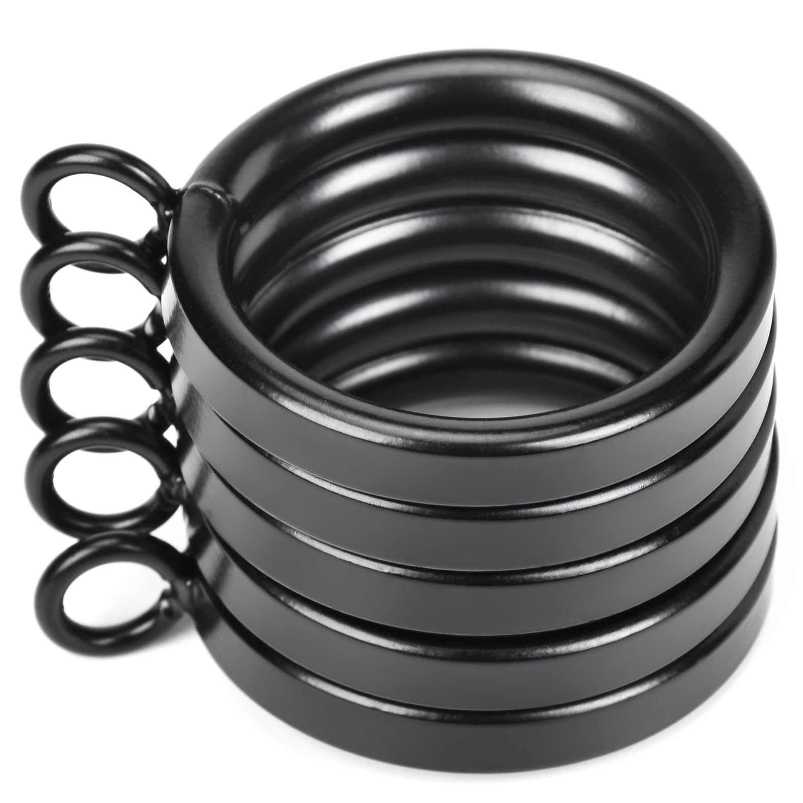 42 anelli per tende in metallo con diametro interno da 3,2 cm, con occhielli, filo spesso a semicerchio, adatti per aste fino a 2,5 cm (nero, 42 pezzi)
