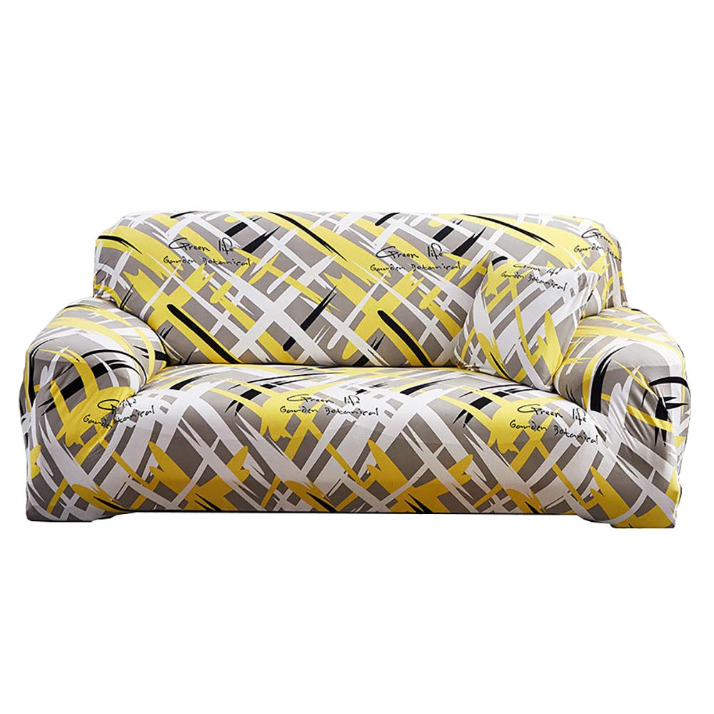 busdeals Magic Sofa Cover, Single Seater, Printed Design (D-Yellow)