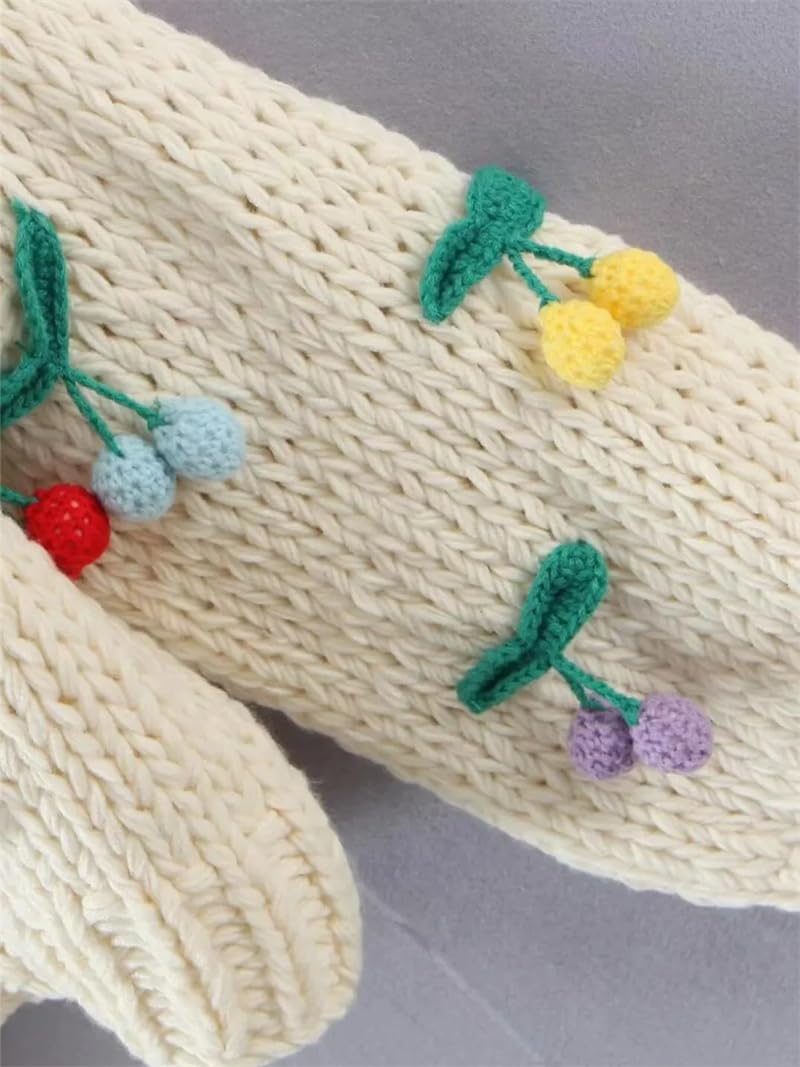 Damski sweter z dekoltem w serek, z długim rękawem, dziergany sweter retro, ręcznie robiony sweter szydełkowy vintage