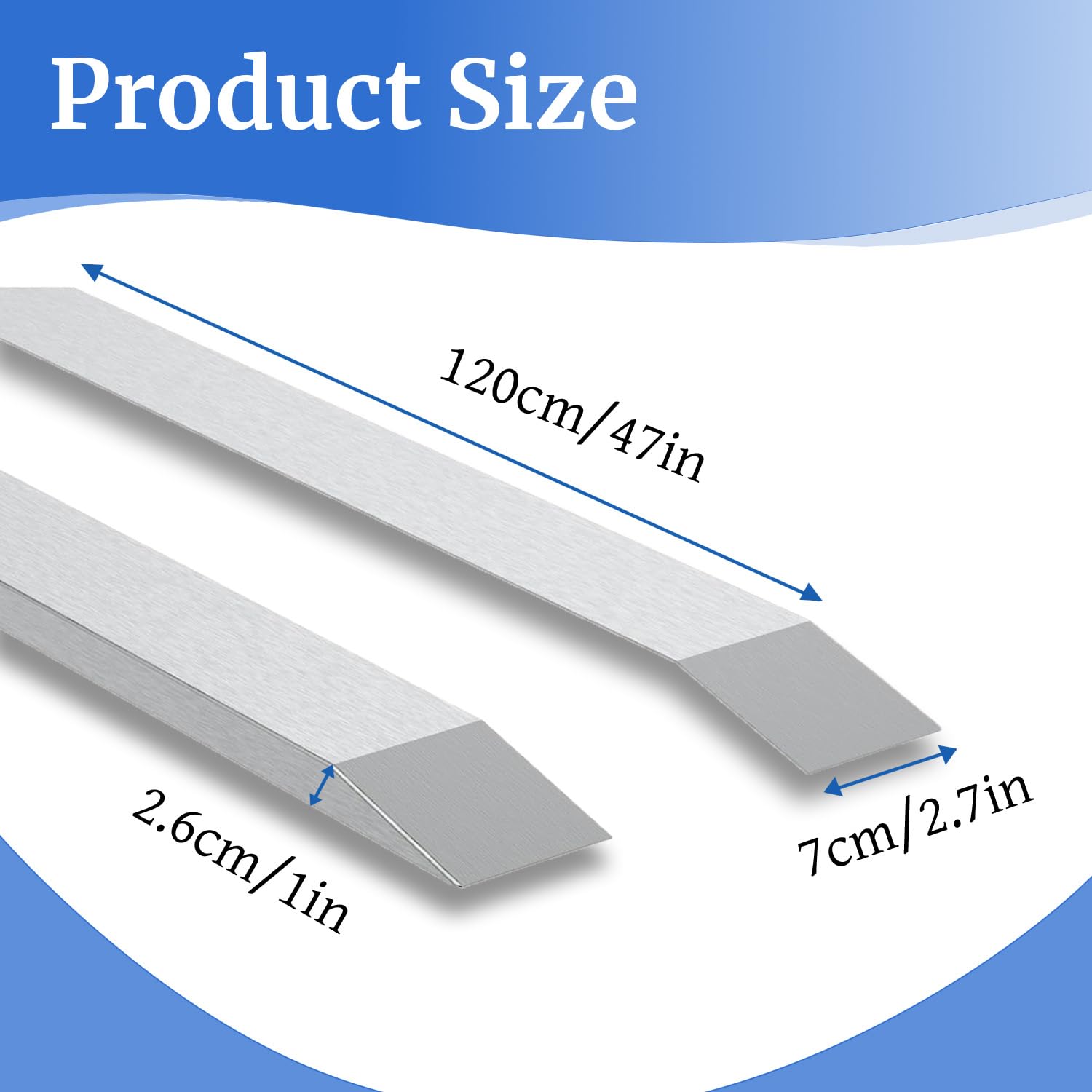 2 RV Slide Out Ski Stabilizers - Stainless Steel, 47" Length, Trim-to-Fit, Protect Floor From Scratches