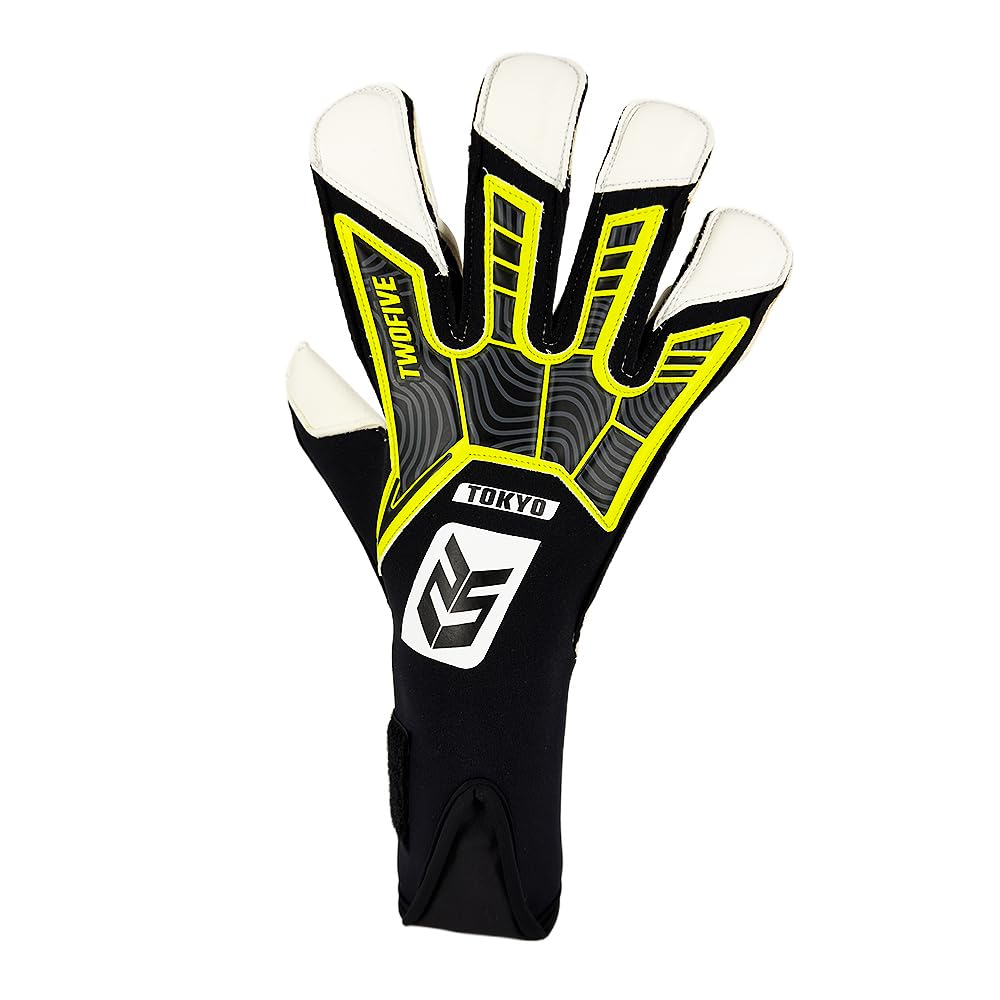 TWOFIVE | Guantes de Portero Fútbol Tokyo Advance Roll Negro | Guantes resistentes a la abrasión, nivel federado, recomandado para entrenamientos.