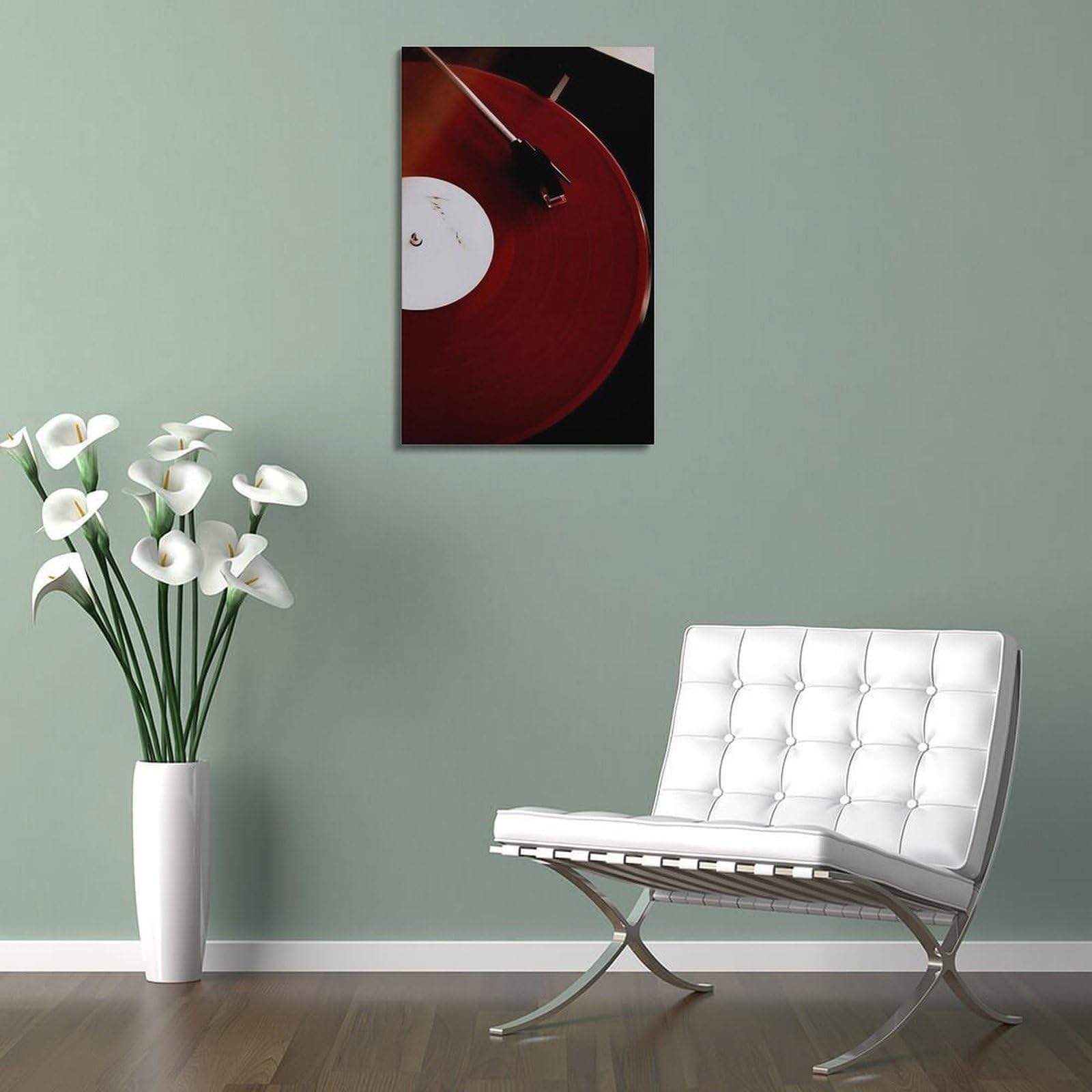 Gramofon z czerwoną płytą winylową sztuka ścienna, odważna muzyka retro dekoracja do domu i salonu plakat dekoracyjny obraz płótno plakaty ścienne i artystyczny obraz druk nowoczesny rodzinny
