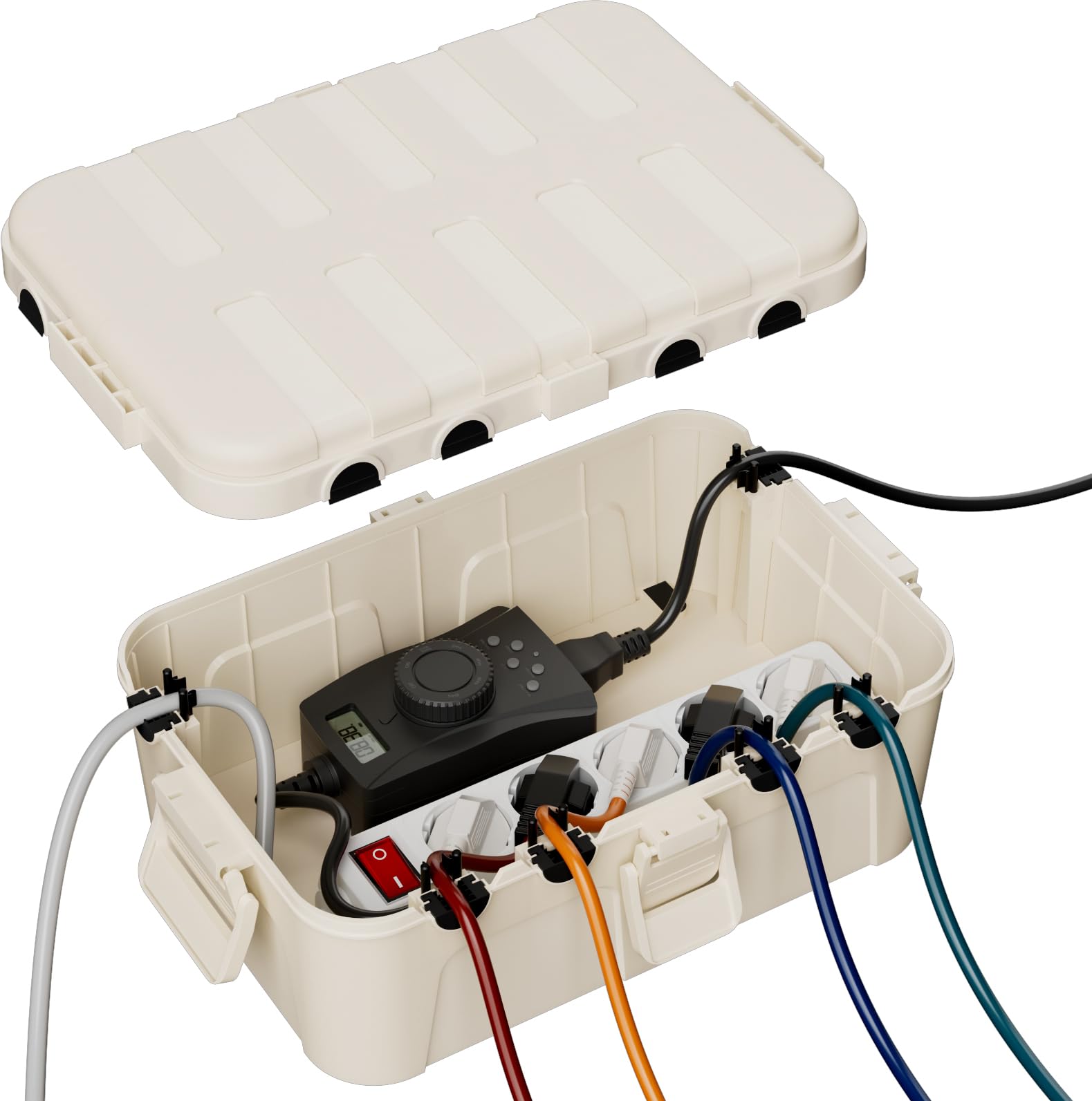 RESTMO Scatola di Protezione Impermeabile Extra-Large IP54 (32x22x13 cm) – Scatola per Cavi Esterna, Ideale per Proteggere Prese, Timer, Cavi di Alimentazione e Luci Decorative, Colore Mandel