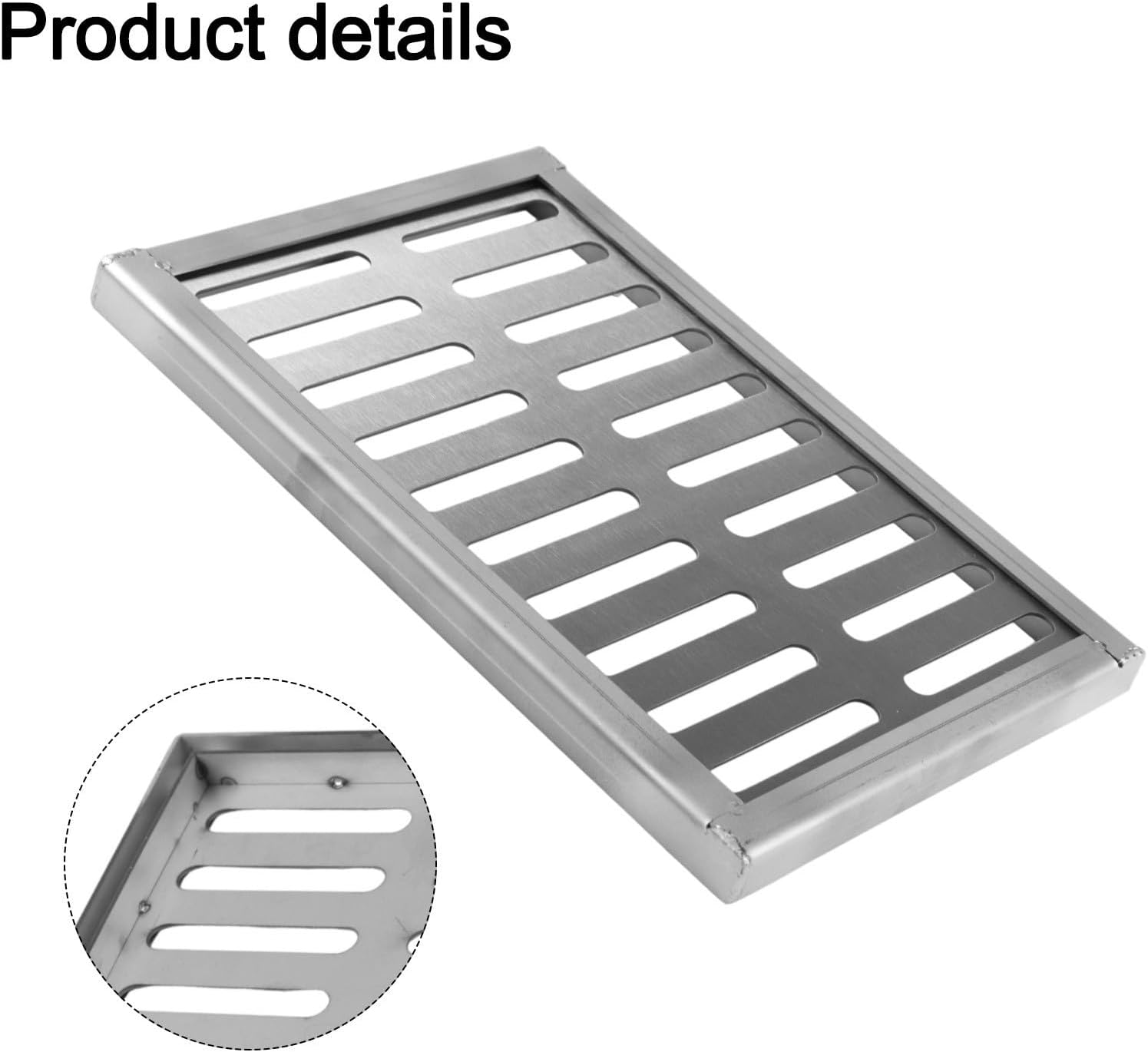 Stainless Steel Drain Cover with Double Slat Design, Slip Resistant Outdoor Floor Drain for Yard Drainage Solution, Patio Water Drain, Pool Area Use, 200x300x20mm(200 * 300 * 20 * 2mm)