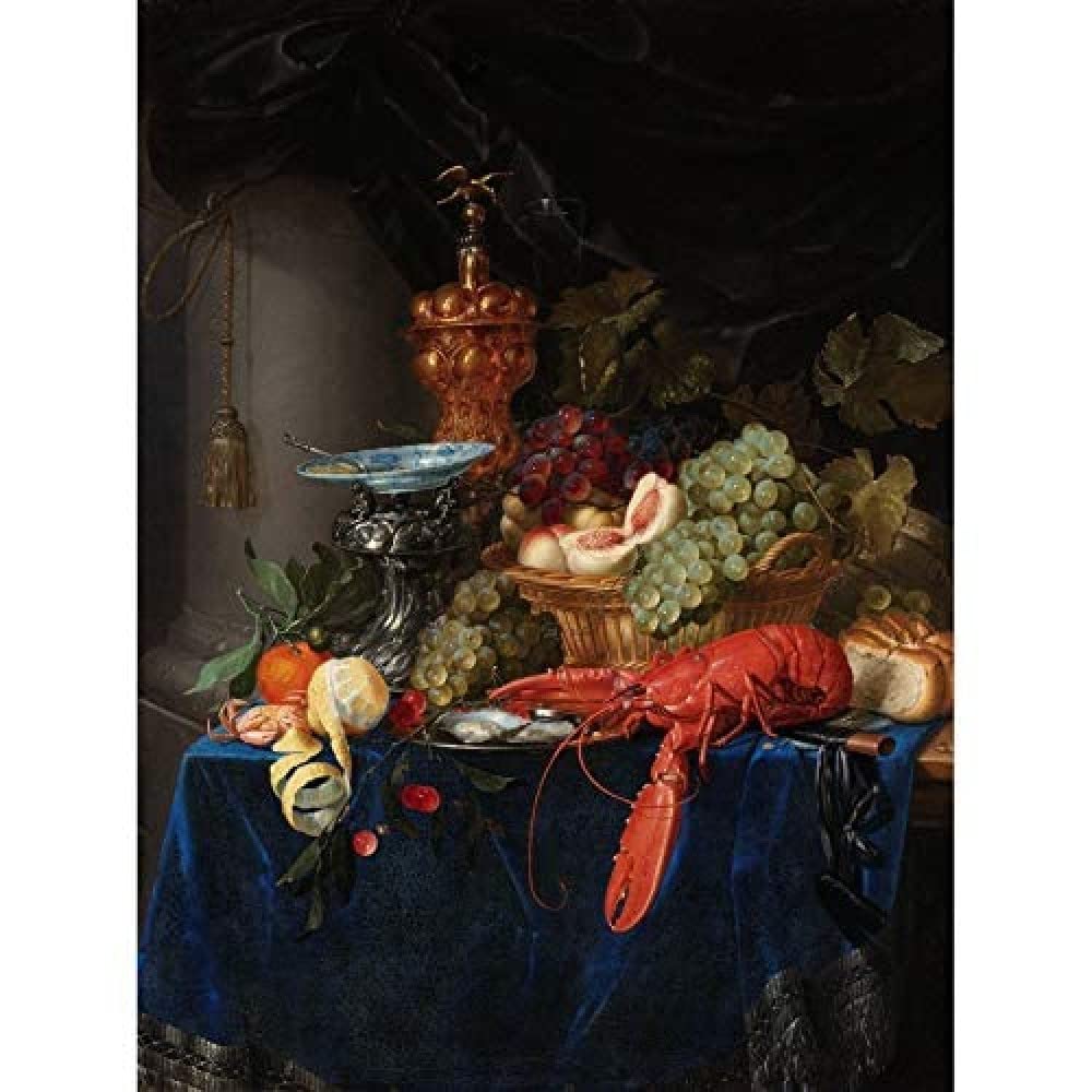 Artery8 Pieter De Ring Still Life Golden Goblet Painting Art Print Canvas Premium Wall Decor Poster Mural