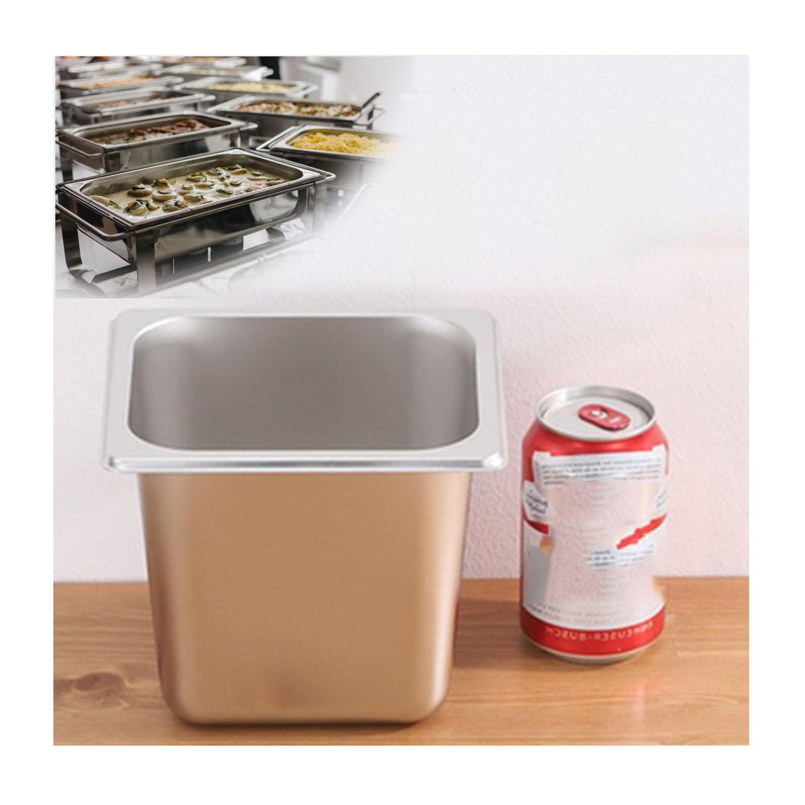 Stapelbar Gastro Behälter GN,Spülmaschinenfest Tief Gastronormbehälter,Edelstahl Mahlzeit Zutatenbehälters,1/6（17.5 * 16.2）,15cm1.2side