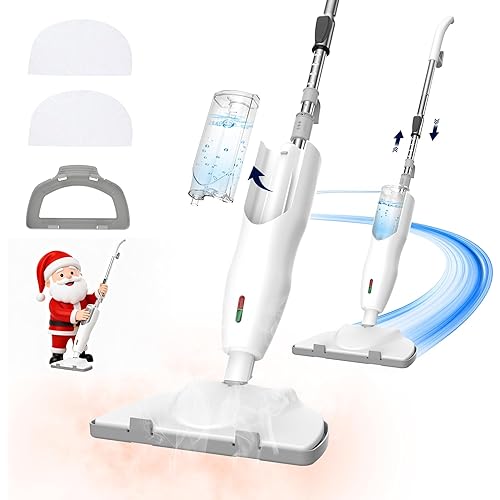 1200W Powerful Steam Mop with 2pcs Washable Pads, 30s Quick-Heating, Lightweight, 12.5oz Removable Water Tank, 260℉ for Cleaning and Sanitizing Hardwood, Marble, Tile and Carpet