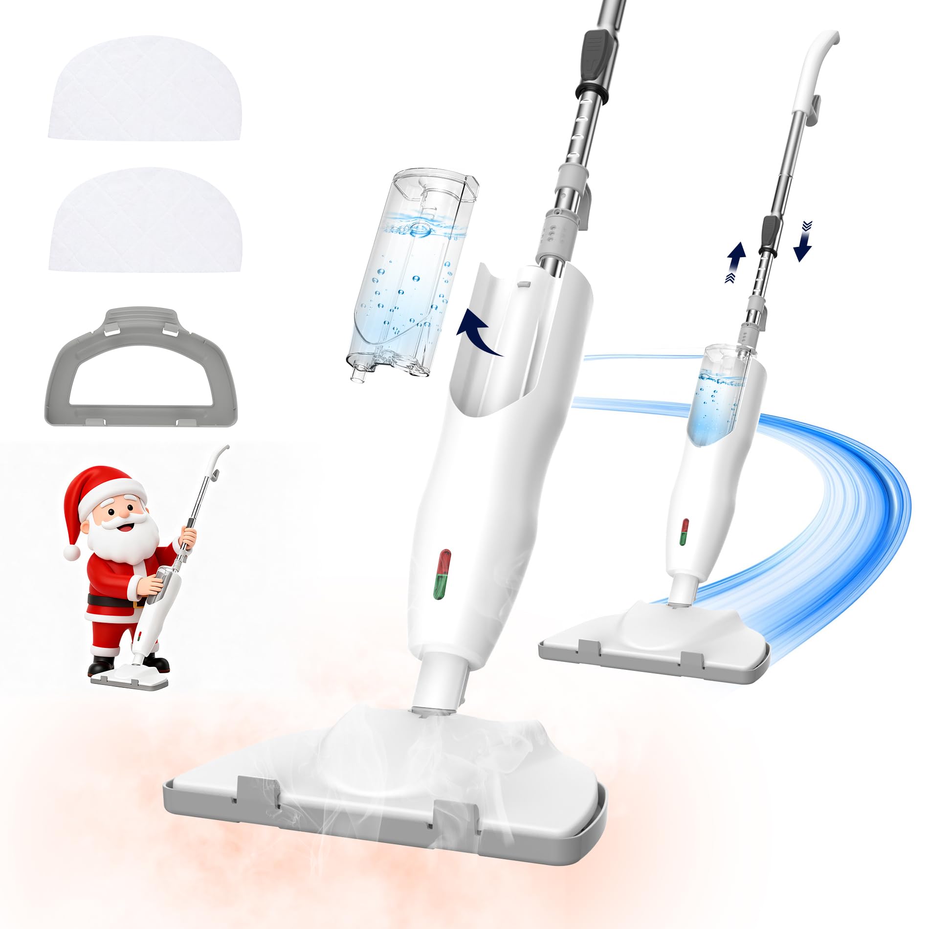 Keimi 1200W Powerful Steam Mop with 2pcs Washable Pads, 30s Quick-Heating, Lightweight, 12.5oz Removable Water Tank, 260℉ for Cleaning and Sanitizing Hardwood, Marble, Tile and Carpet