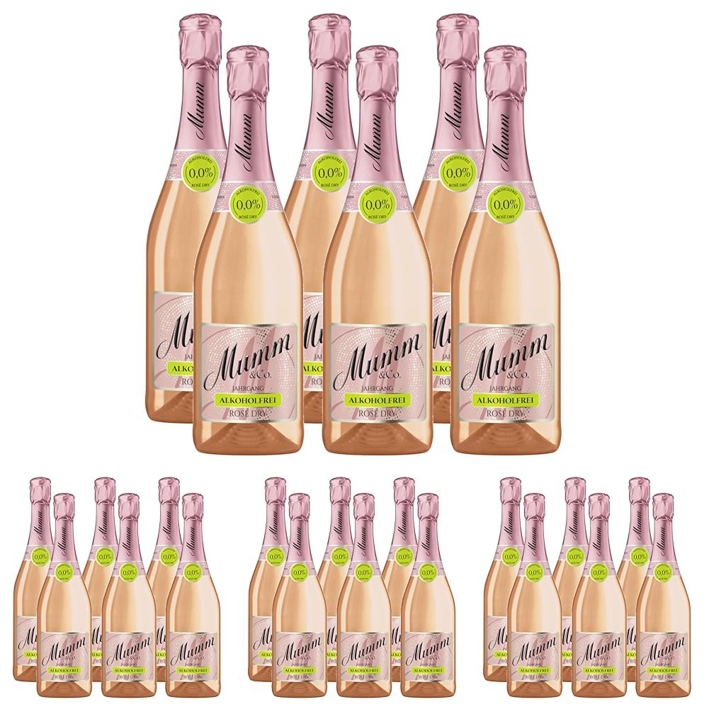 Mumm Rosé Dry Alkoholfreier Jahrgangssekt 0,0% vol. (6 x 0.75 l) (Packung mit 4)