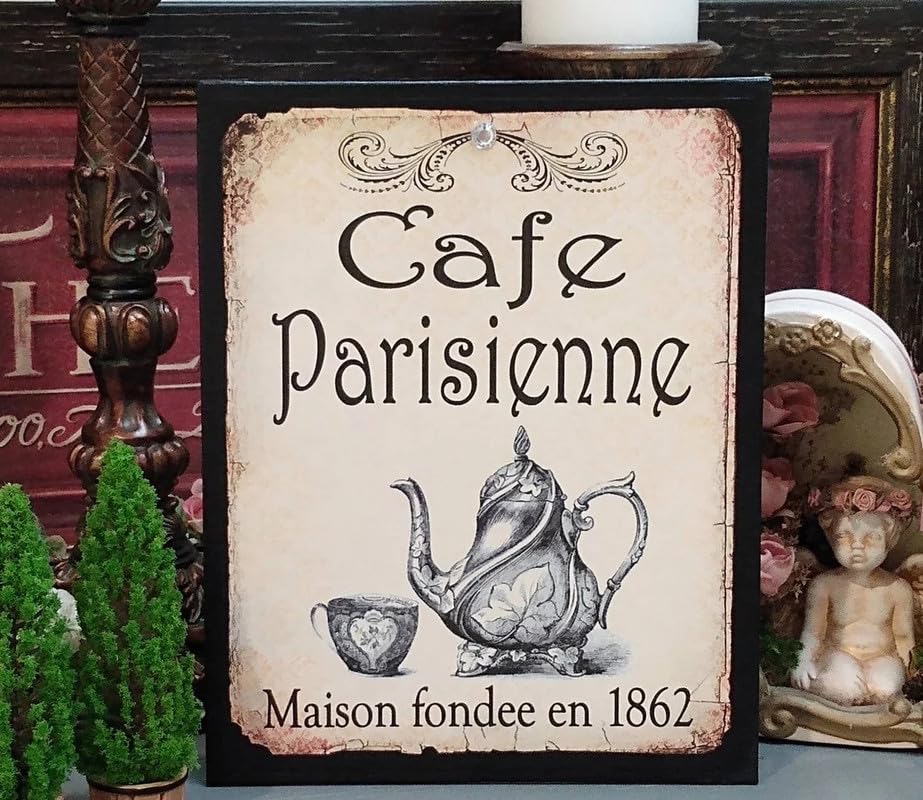 French Cafe Sign, Paris Decor, Shabby Cottage Chic, French Kitchen