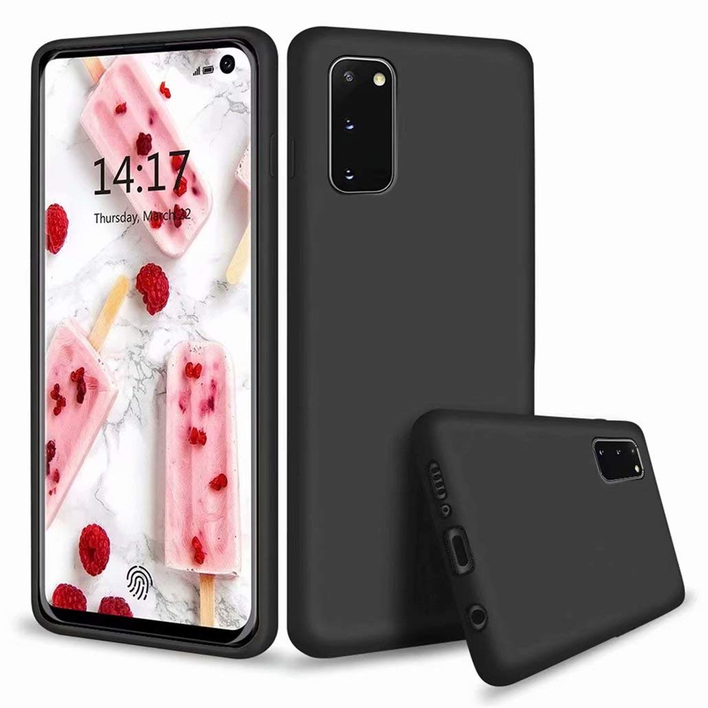 CRABOT Compatible with Huawei P40 Liquid Silicone Phone Case Gel Rubber Shockproof Cover Soft Anti-Fall Scratch-Resistant Phone shell+1*(Free Screen Protector)-Black