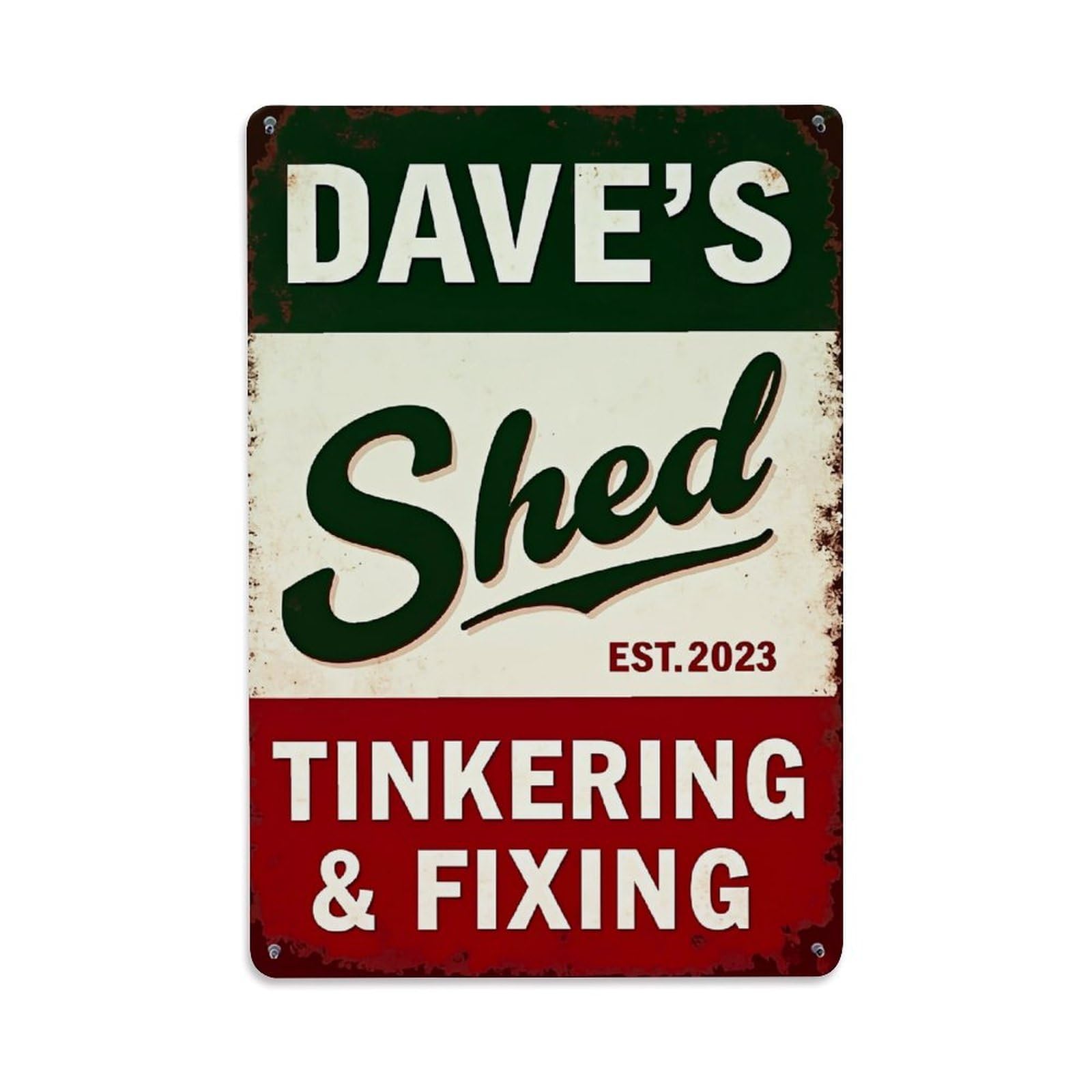 Jdfenggu Vintage Dave S Shed Tinkering Fixing Sign_1 Retro Metal Tin Sign, Metal Poster For Bar, Home, Man Cave, Kitchen, Laundry Room Art Decor 8X12 Inch