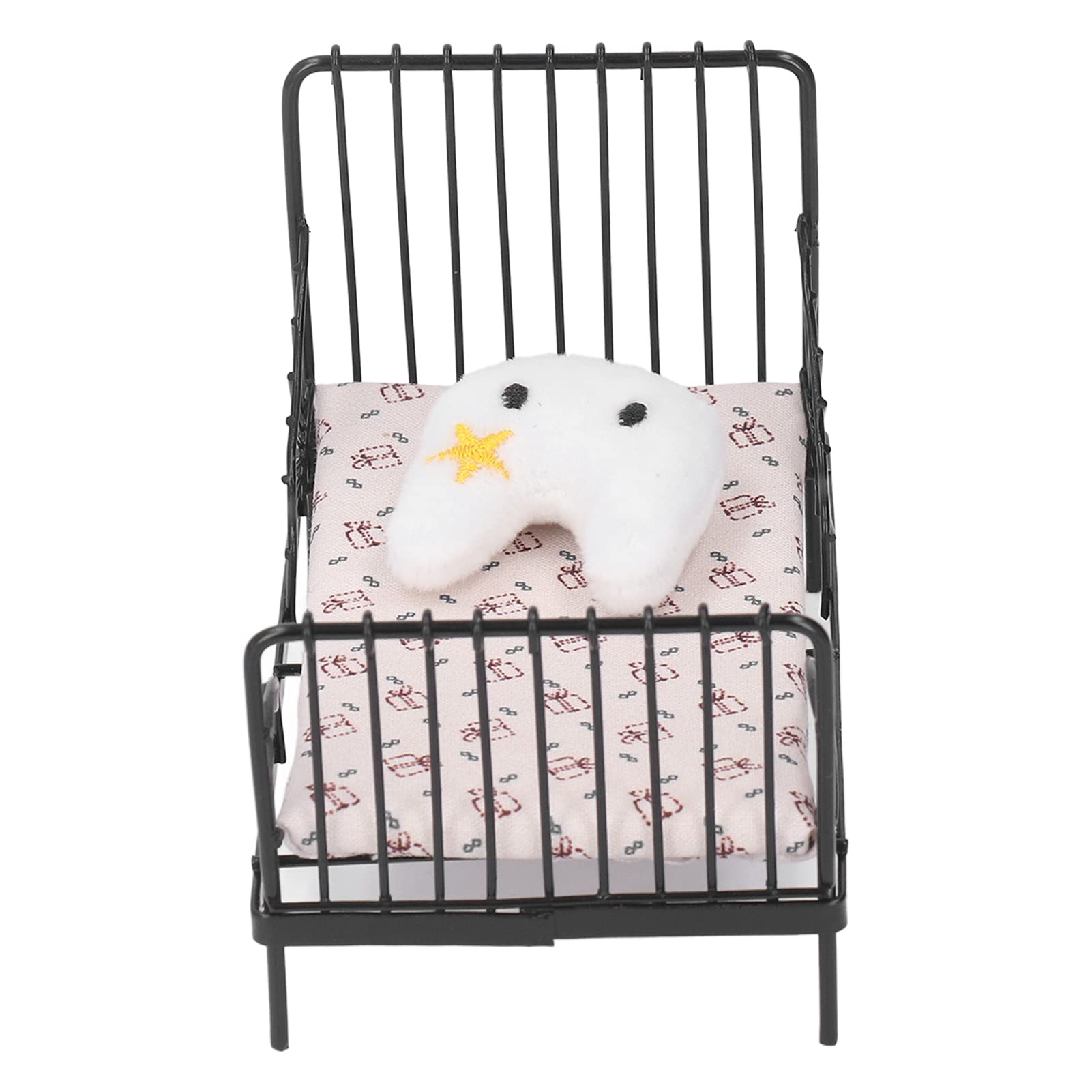 Mini Cama De Metal Para Casa De Muñecas – Estilo Europeo 1:12 Con Colchón Y Almohada, 11.5x7 Cm