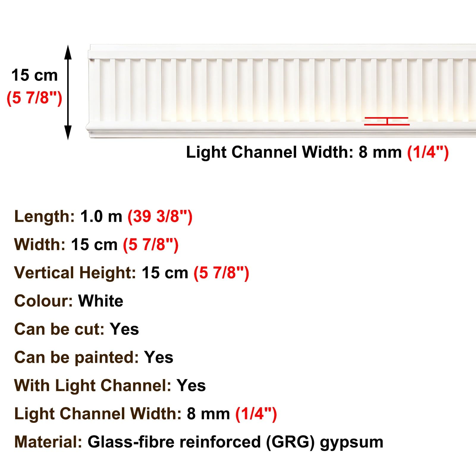 Molduras Techo Moldura de Techo de Yeso con Canales de Iluminación, Moldura Decorativa para Techos (Sala de Estar/Baño/Dormitorio), Protector Decorativo de Bordes(Width(5 7/8")15 cm)