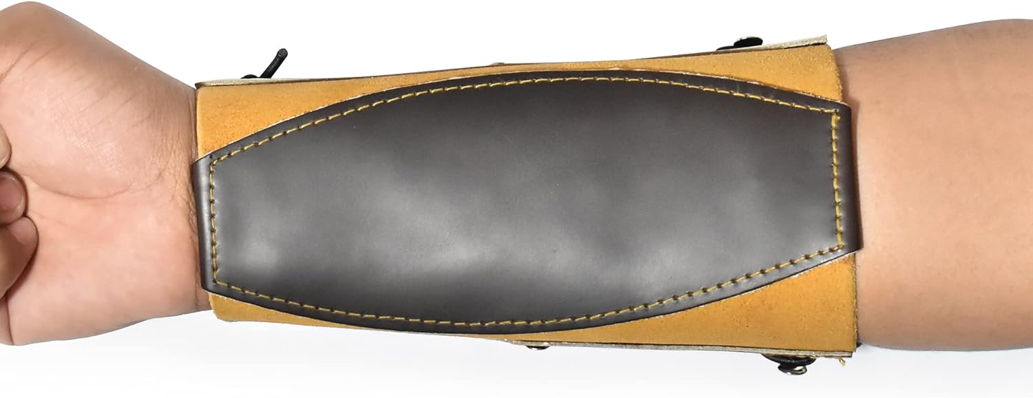 UNIVERSE ARCHERY Genuine Leather Traditional Archery Arm Guard - Protective Forearm Bracers and Gloves for Shooting, Hunting, Bow Sports - Genuine Cowhide Sleeve Protectors Medieval Style. : Sports & Outdoors