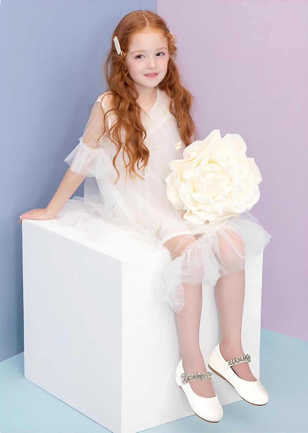 Toddler Flower Girl Glitter Dress Shoes Little Girl Ballet Flats Bow Wedding Party - Image 2