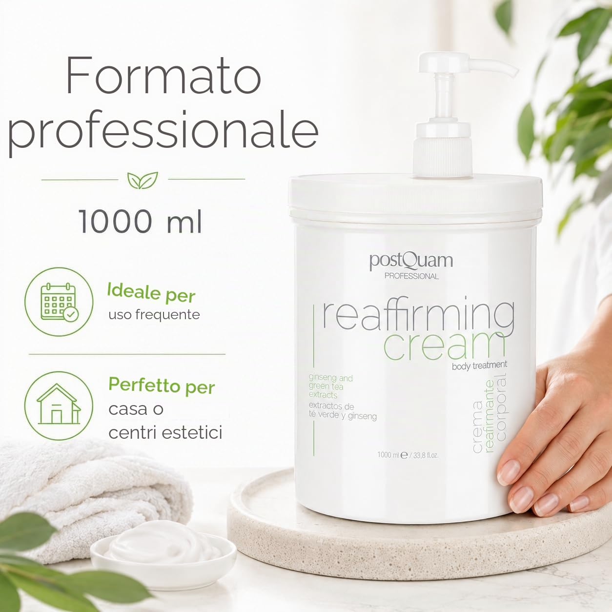 PostQuam Crema Rassodante Corpo Professionale 1000 ml – Trattamento Tonificante e Compattante per Pelle Più Soda ed Elastico